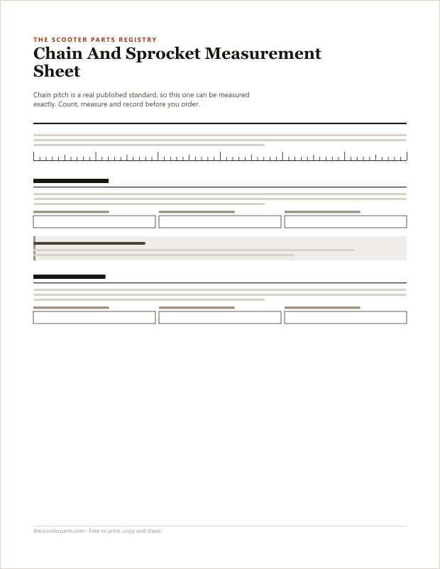 Preview of page one of Chain And Sprocket Measurement Sheet