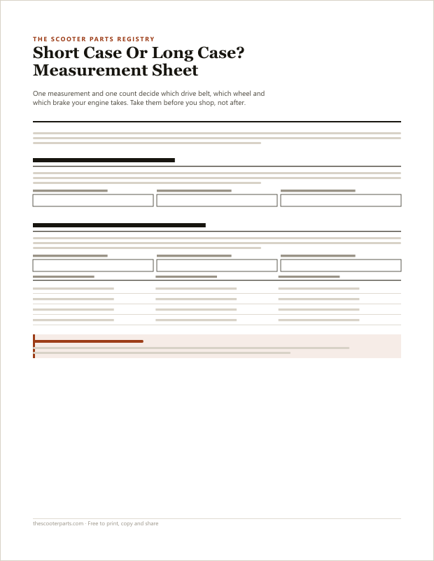 Preview of page one of Short Case Or Long Case? Measurement Sheet