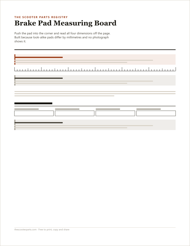 Preview of page one of Brake Pad Measuring Board