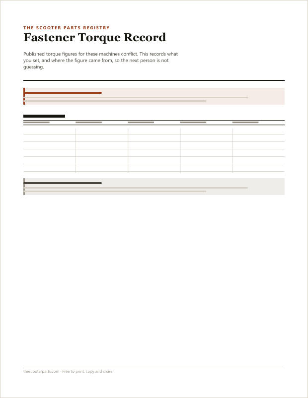 Preview of page one of Fastener Torque Record