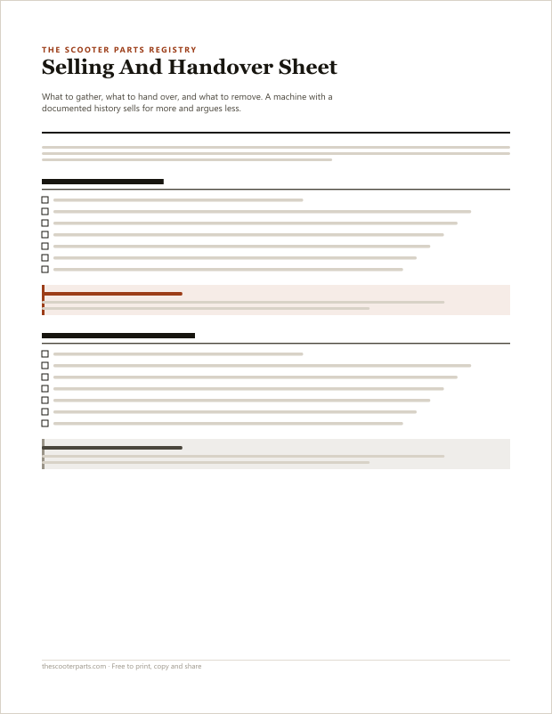 Preview of page one of Selling And Handover Sheet